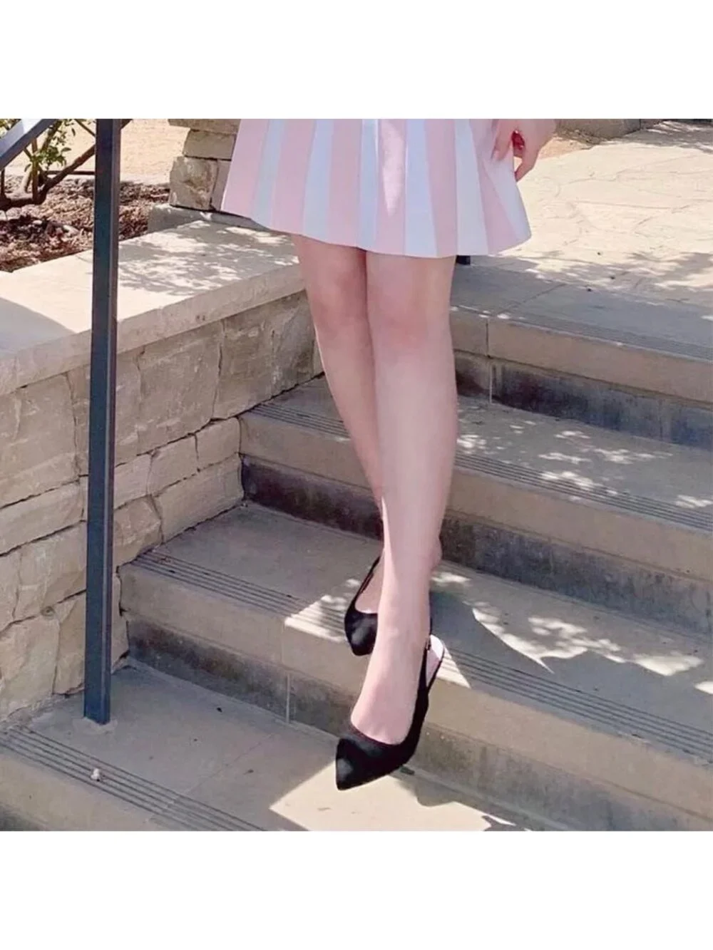 Women's Black Suede Slingback Pump Pointed Closed Toe Low Kitten Heel Shoes